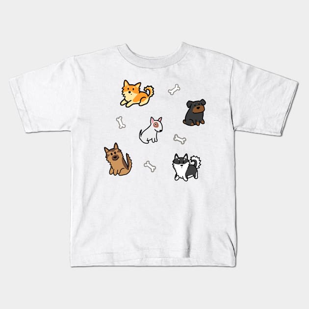 Pups and bones pattern Kids T-Shirt by sivelobanova